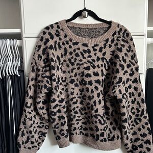Leopard Print Sweater - Black and Brown